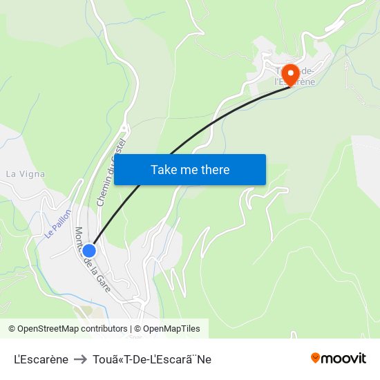 L'Escarène to Touã«T-De-L'Escarã¨Ne map