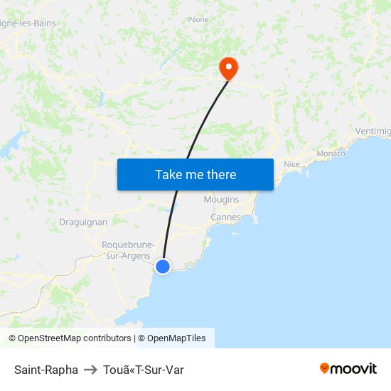 Saint-Rapha to Touã«T-Sur-Var map