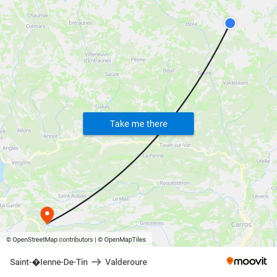 Saint-�Ienne-De-Tin to Valderoure map