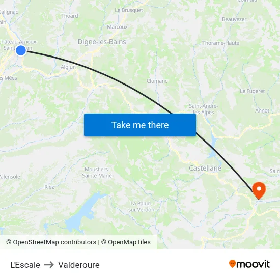 L'Escale to Valderoure map
