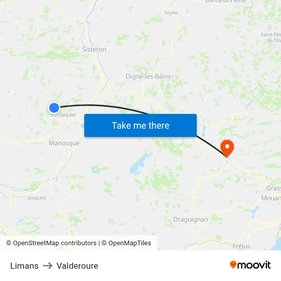 Limans to Valderoure map