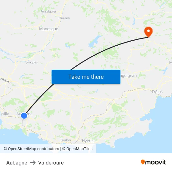 Aubagne to Valderoure map