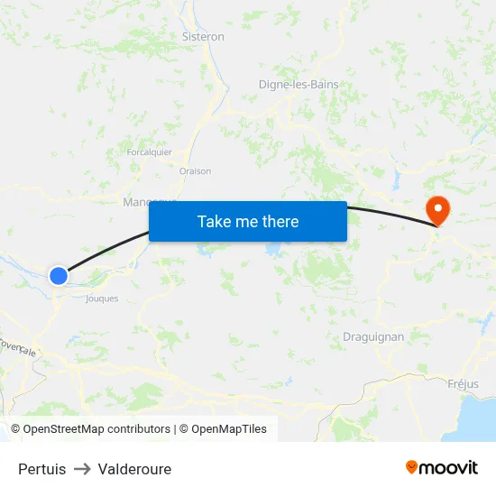 Pertuis to Valderoure map