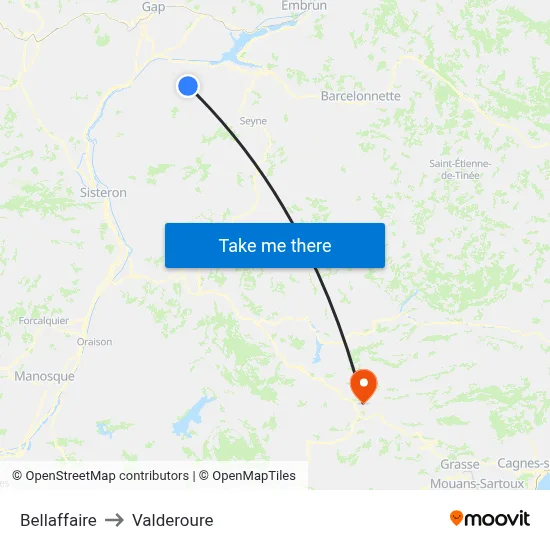 Bellaffaire to Valderoure map