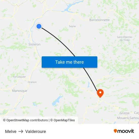 Melve to Valderoure map