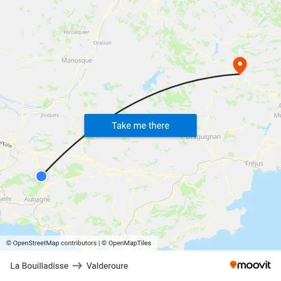 La Bouilladisse to Valderoure map