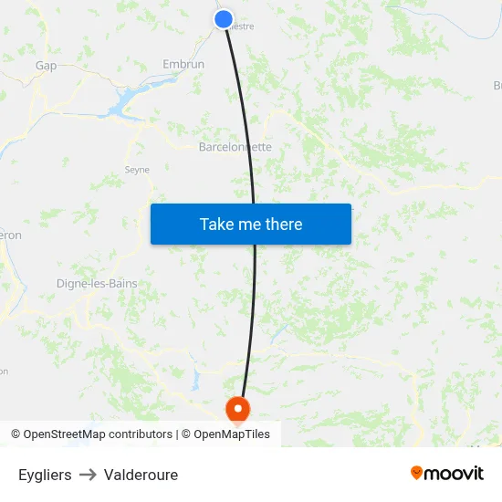 Eygliers to Valderoure map