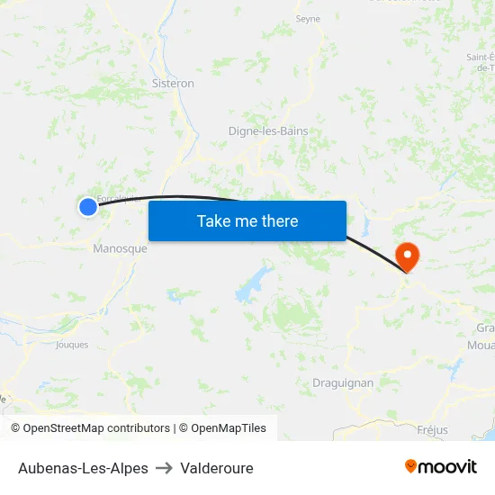 Aubenas-Les-Alpes to Valderoure map