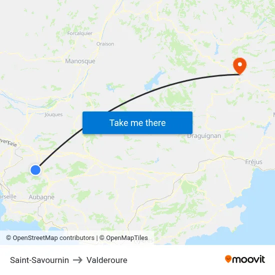 Saint-Savournin to Valderoure map