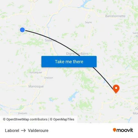 Laborel to Valderoure map