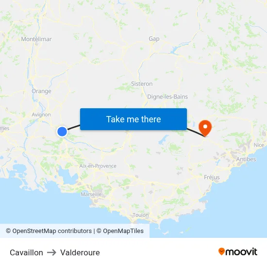 Cavaillon to Valderoure map