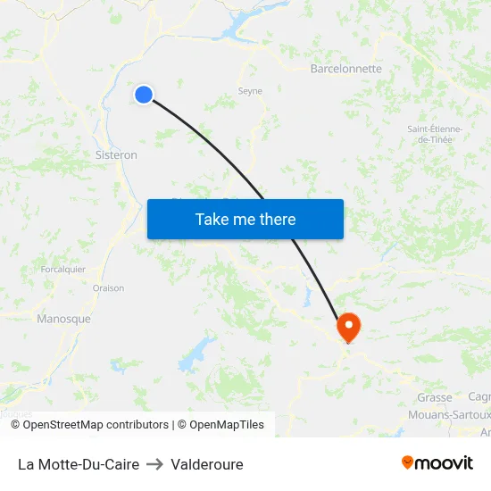 La Motte-Du-Caire to Valderoure map