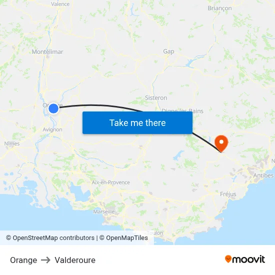 Orange to Valderoure map