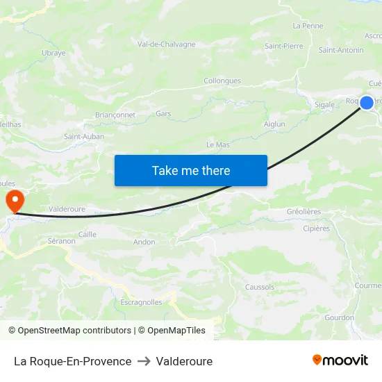 La Roque-En-Provence to Valderoure map