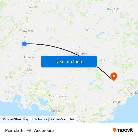 Pierrelatte to Valderoure map