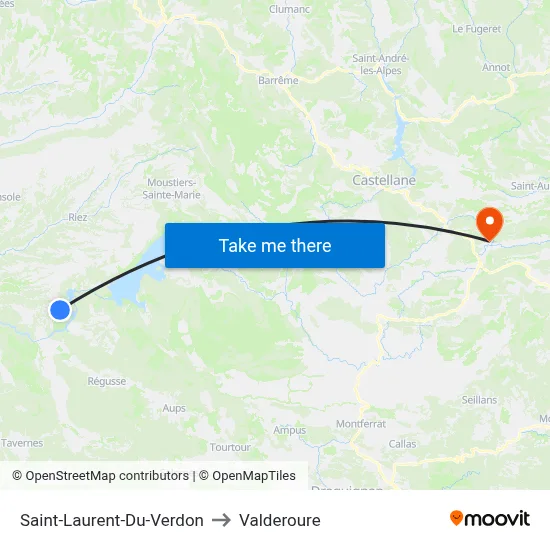 Saint-Laurent-Du-Verdon to Valderoure map