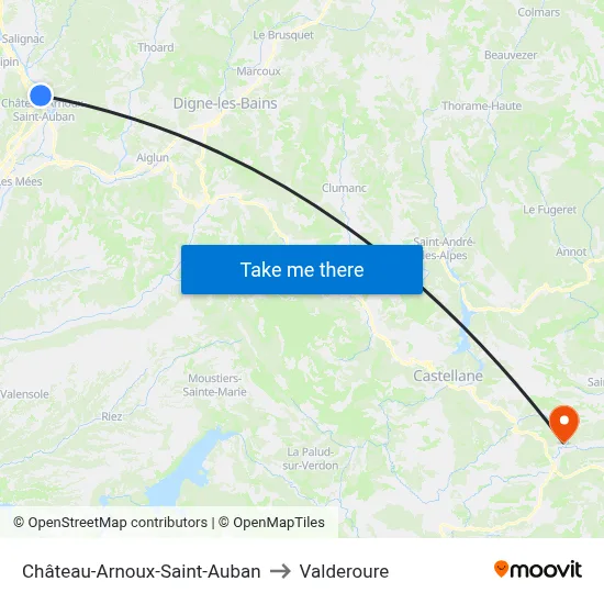Château-Arnoux-Saint-Auban to Valderoure map