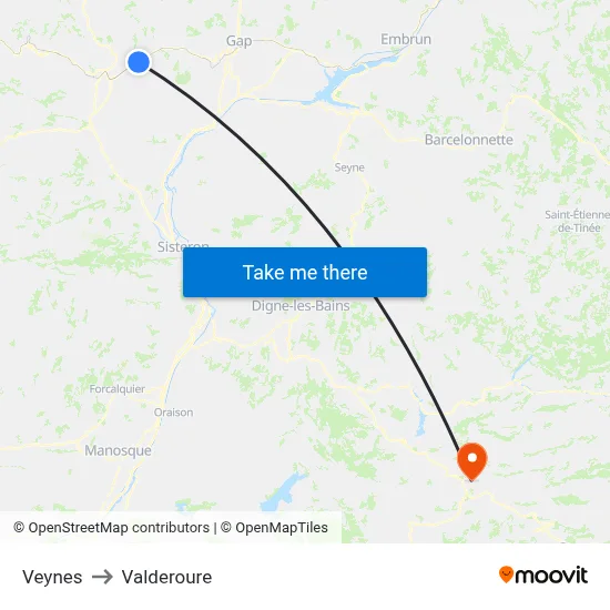 Veynes to Valderoure map