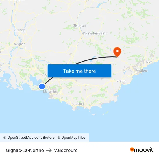 Gignac-La-Nerthe to Valderoure map