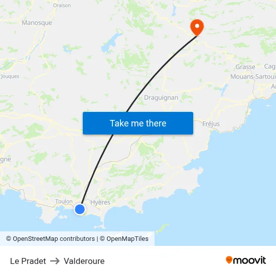 Le Pradet to Valderoure map