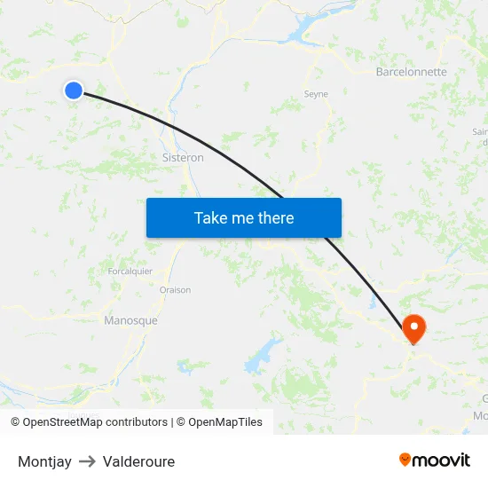 Montjay to Valderoure map