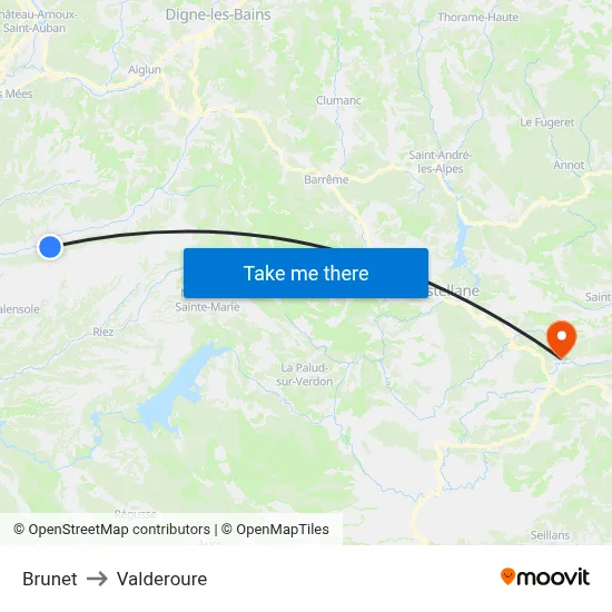Brunet to Valderoure map