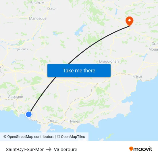 Saint-Cyr-Sur-Mer to Valderoure map