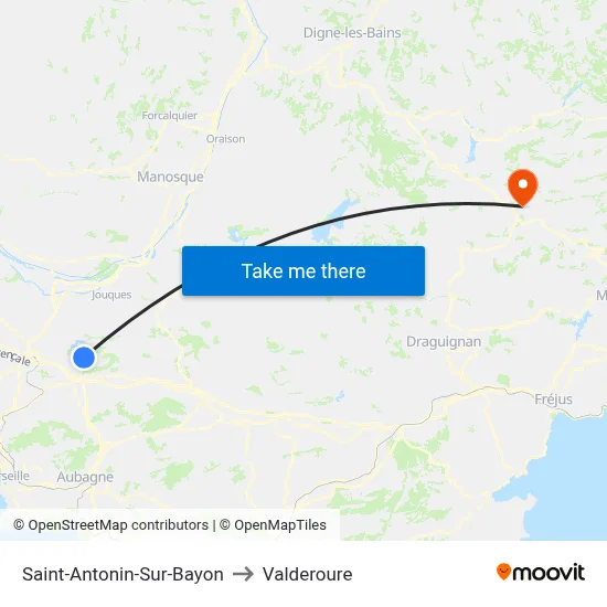 Saint-Antonin-Sur-Bayon to Valderoure map