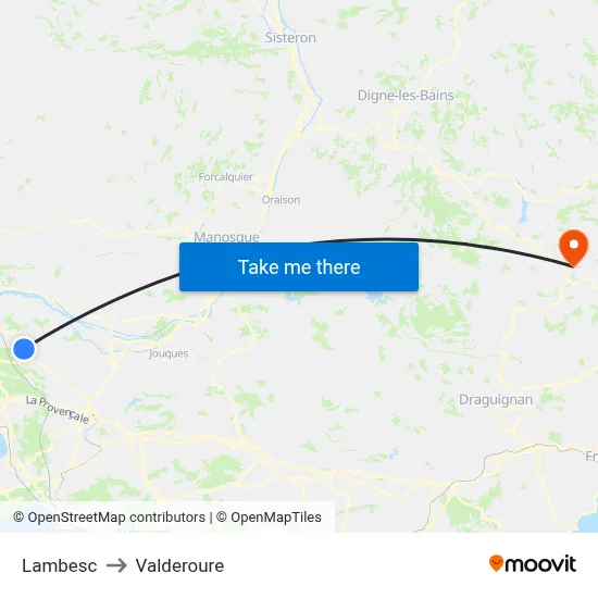 Lambesc to Valderoure map