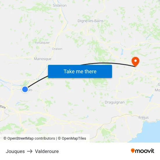 Jouques to Valderoure map