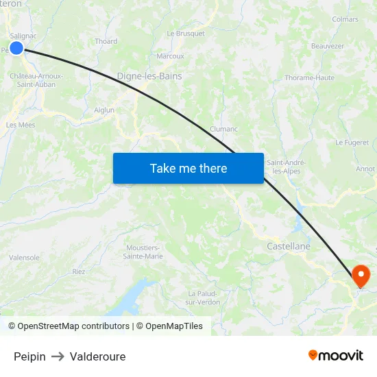 Peipin to Valderoure map