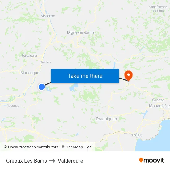 Gréoux-Les-Bains to Valderoure map