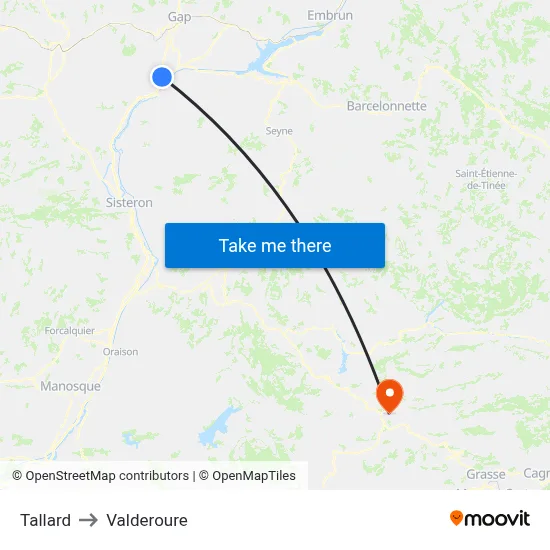 Tallard to Valderoure map