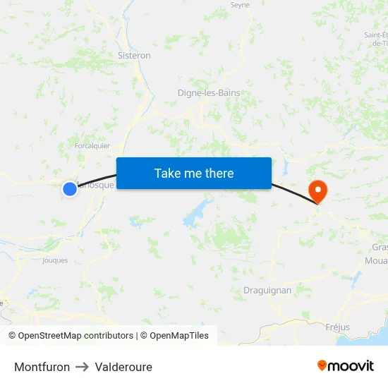 Montfuron to Valderoure map
