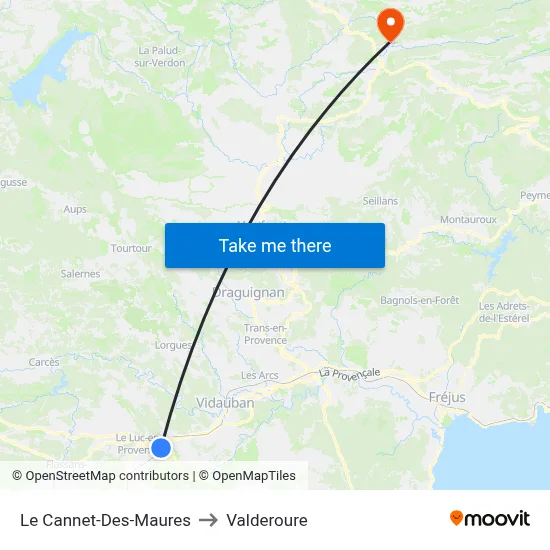 Le Cannet-Des-Maures to Valderoure map
