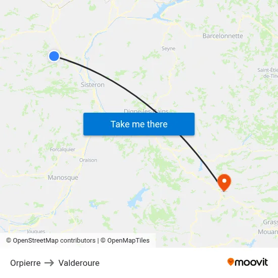 Orpierre to Valderoure map