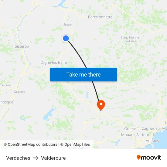 Verdaches to Valderoure map