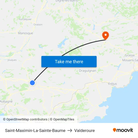 Saint-Maximin-La-Sainte-Baume to Valderoure map