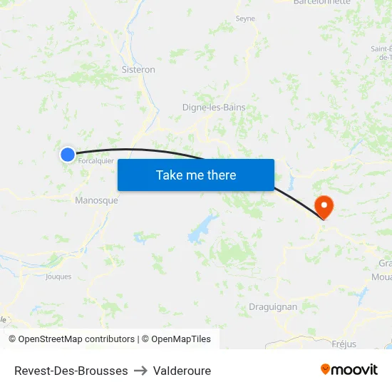 Revest-Des-Brousses to Valderoure map
