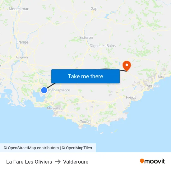 La Fare-Les-Oliviers to Valderoure map