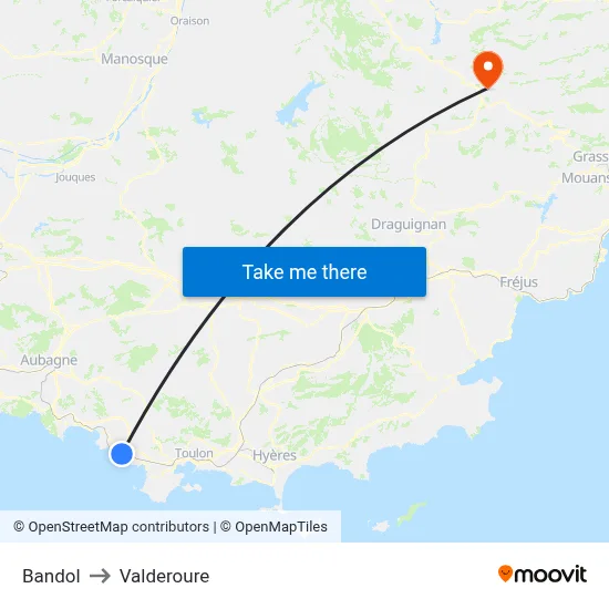 Bandol to Valderoure map