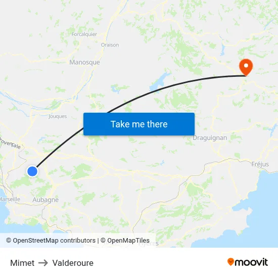Mimet to Valderoure map