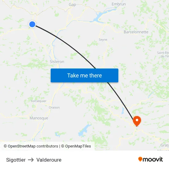 Sigottier to Valderoure map