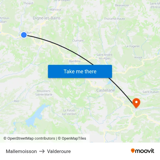 Mallemoisson to Valderoure map