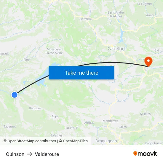Quinson to Valderoure map