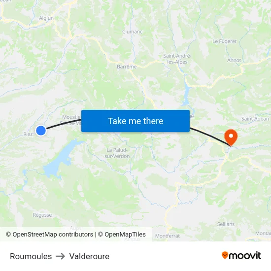 Roumoules to Valderoure map