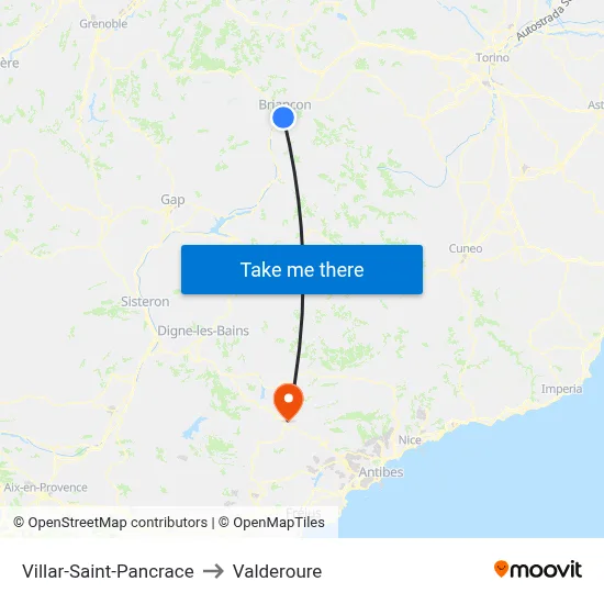 Villar-Saint-Pancrace to Valderoure map