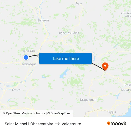 Saint-Michel-L'Observatoire to Valderoure map