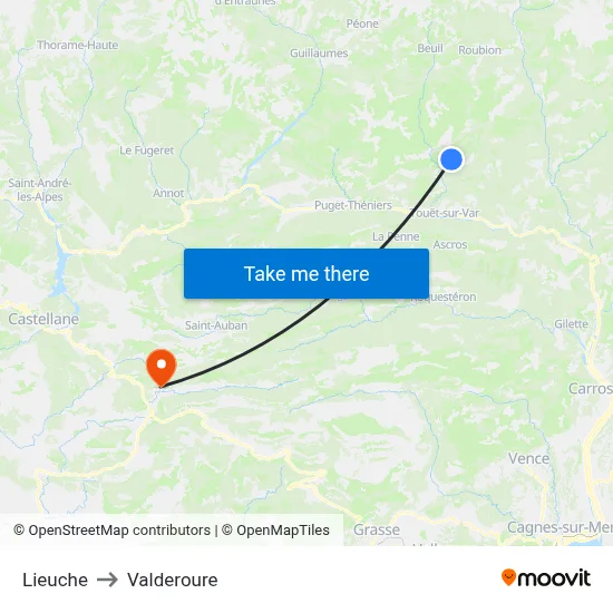 Lieuche to Valderoure map