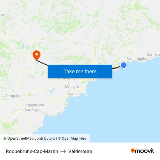 Roquebrune-Cap-Martin to Valderoure map